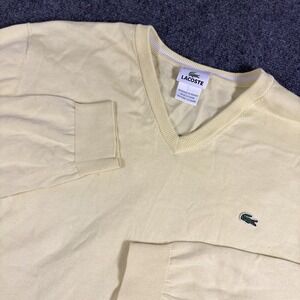 Lacoste Sweater Mens 7/Large Yellow Crocodile Sweatshirt Pullover Preppy Classic